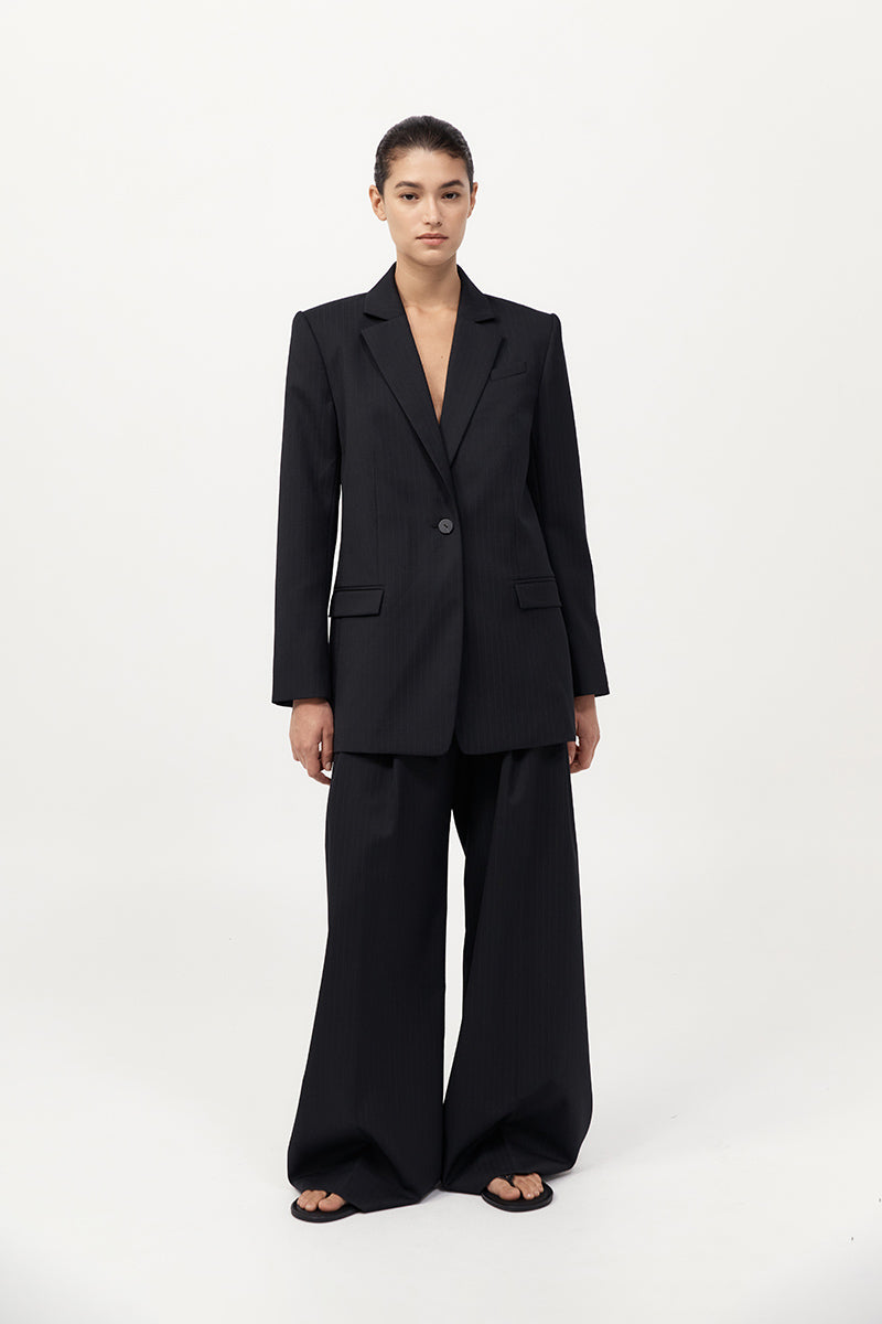 Side Stripe Homme Pant - Black Pinstripe