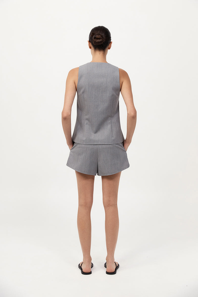 Pinstripe Wool Vest - Grey Pinstripe