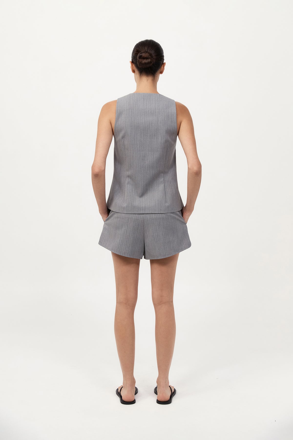 Tailored Boxer Shorts - Grey Pinstripe
