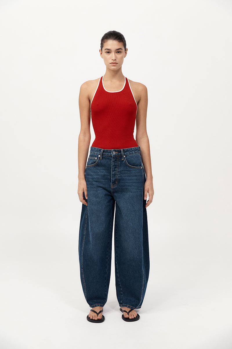 Fine Line Halter Top - Red