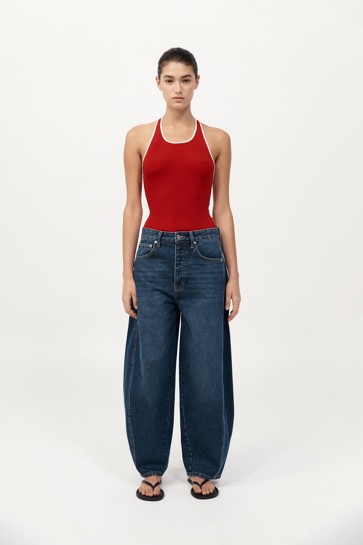 Fine Line Halter Top - Red
