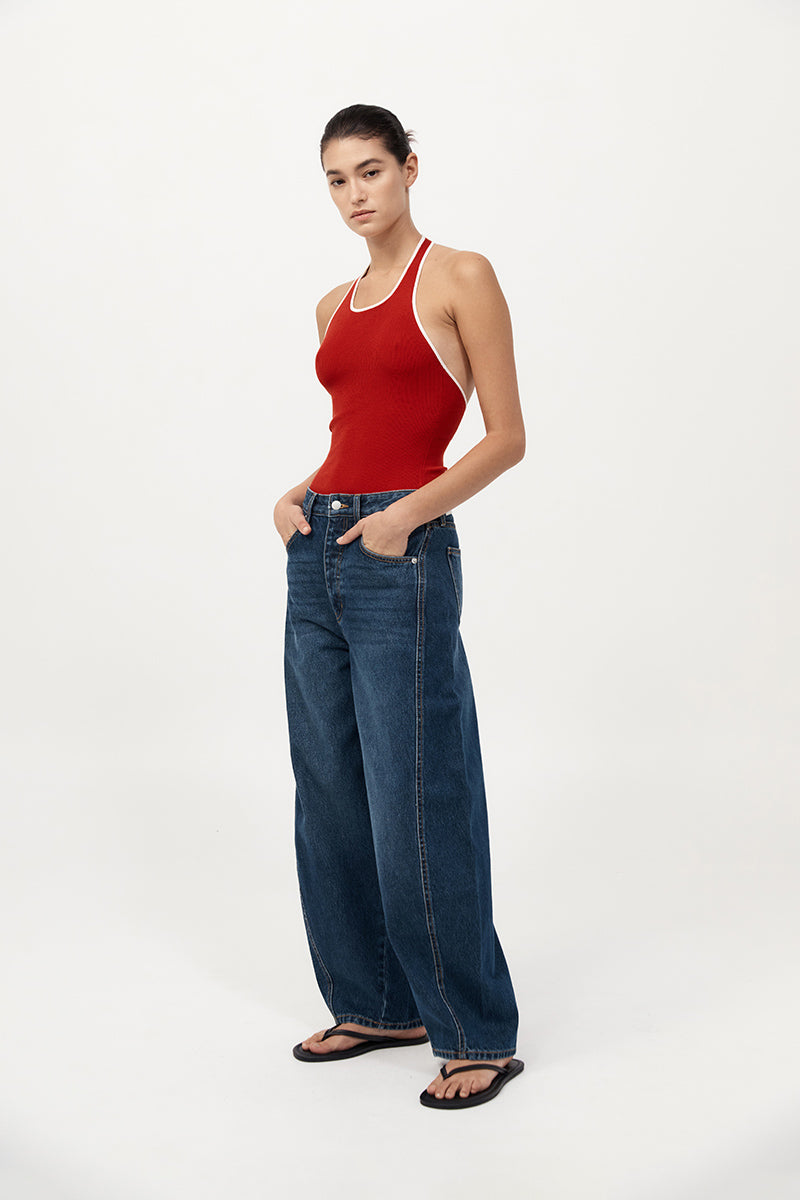 Fine Line Halter Top - Red