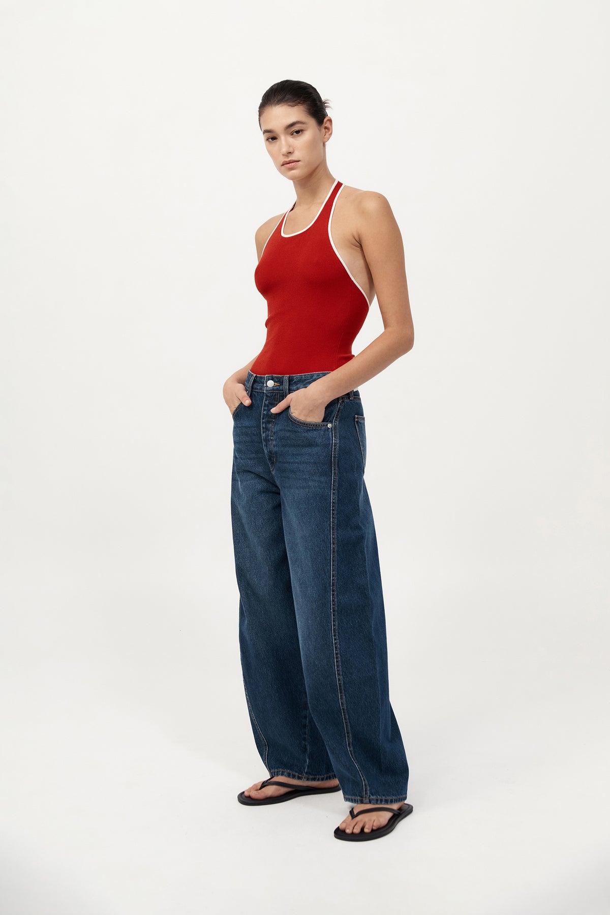 Mid Rise Balloon Jeans - Dark Indigo
