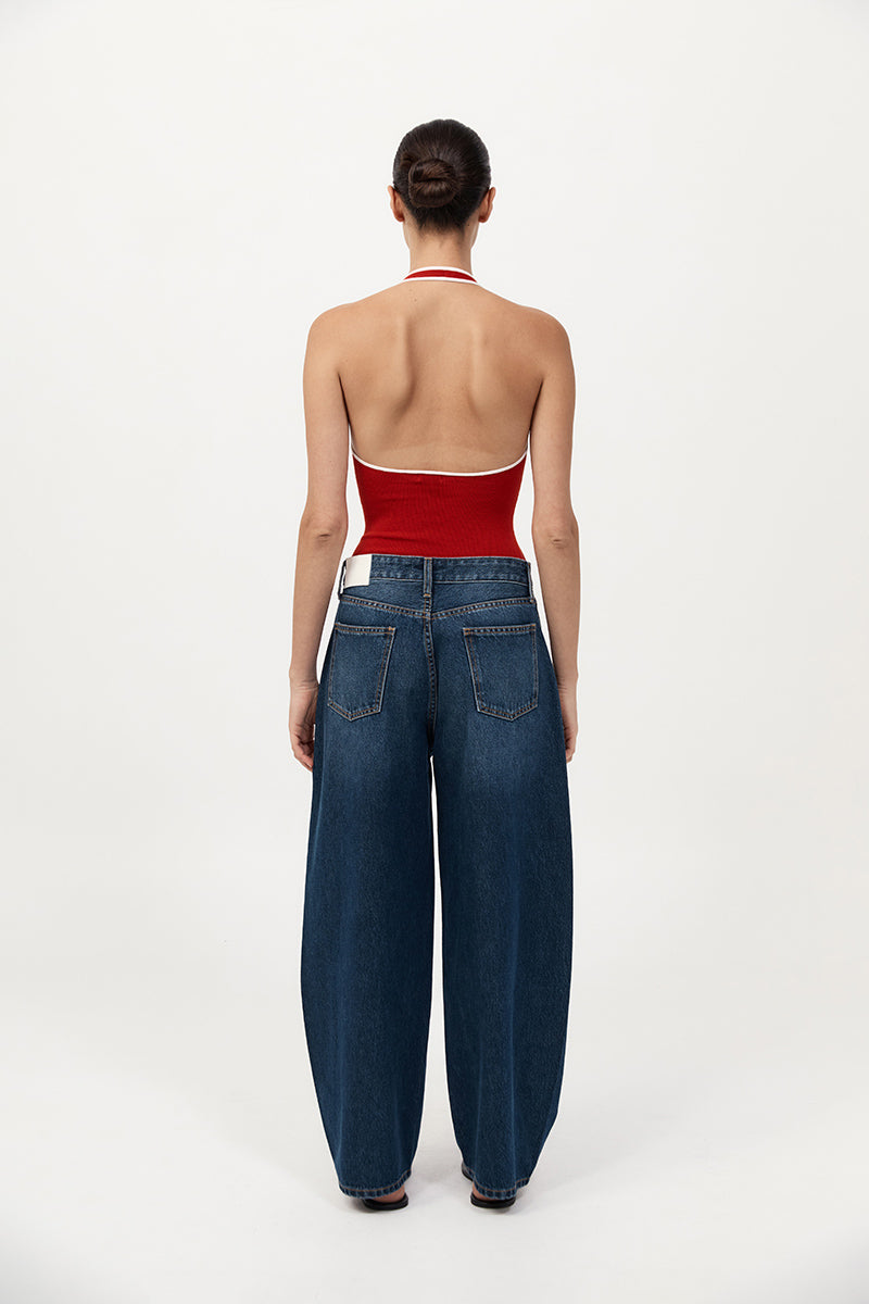 Fine Line Halter Top - Red