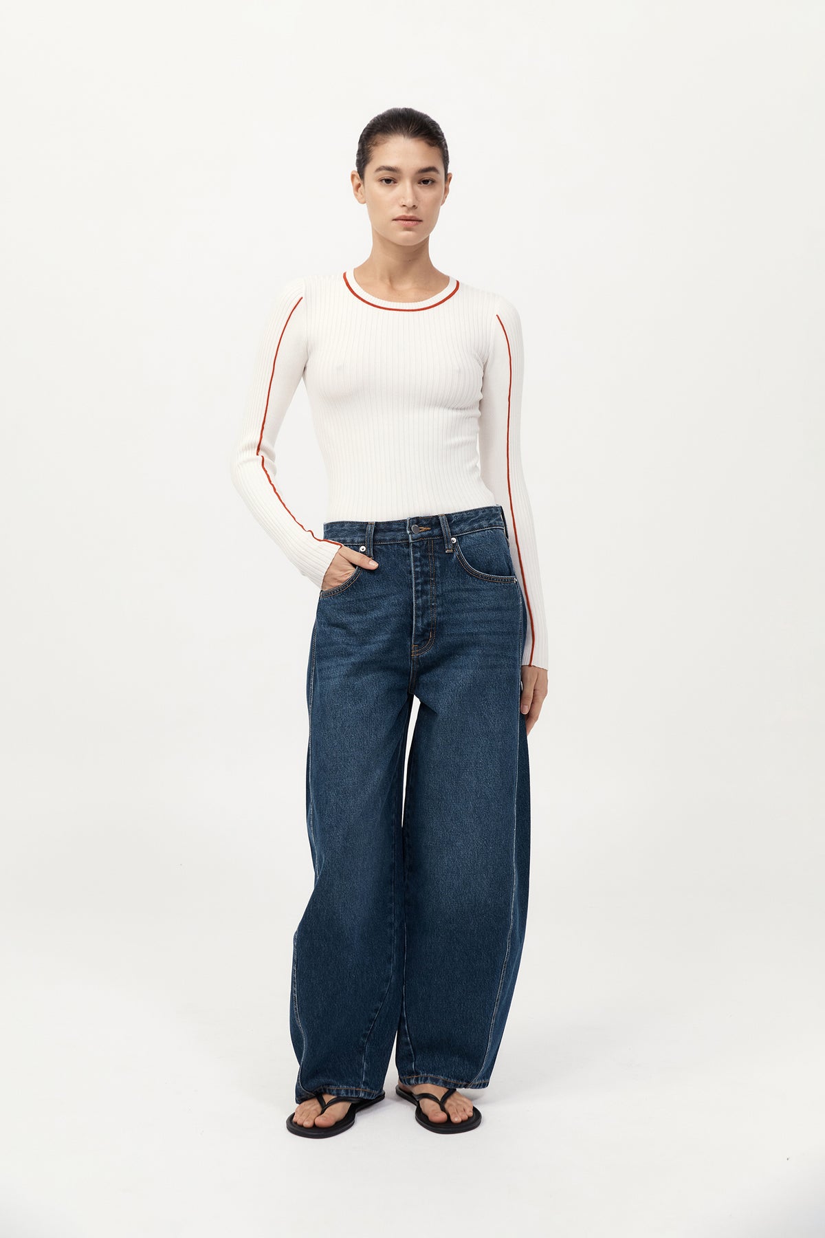 Mid Rise Balloon Jeans - Dark Indigo