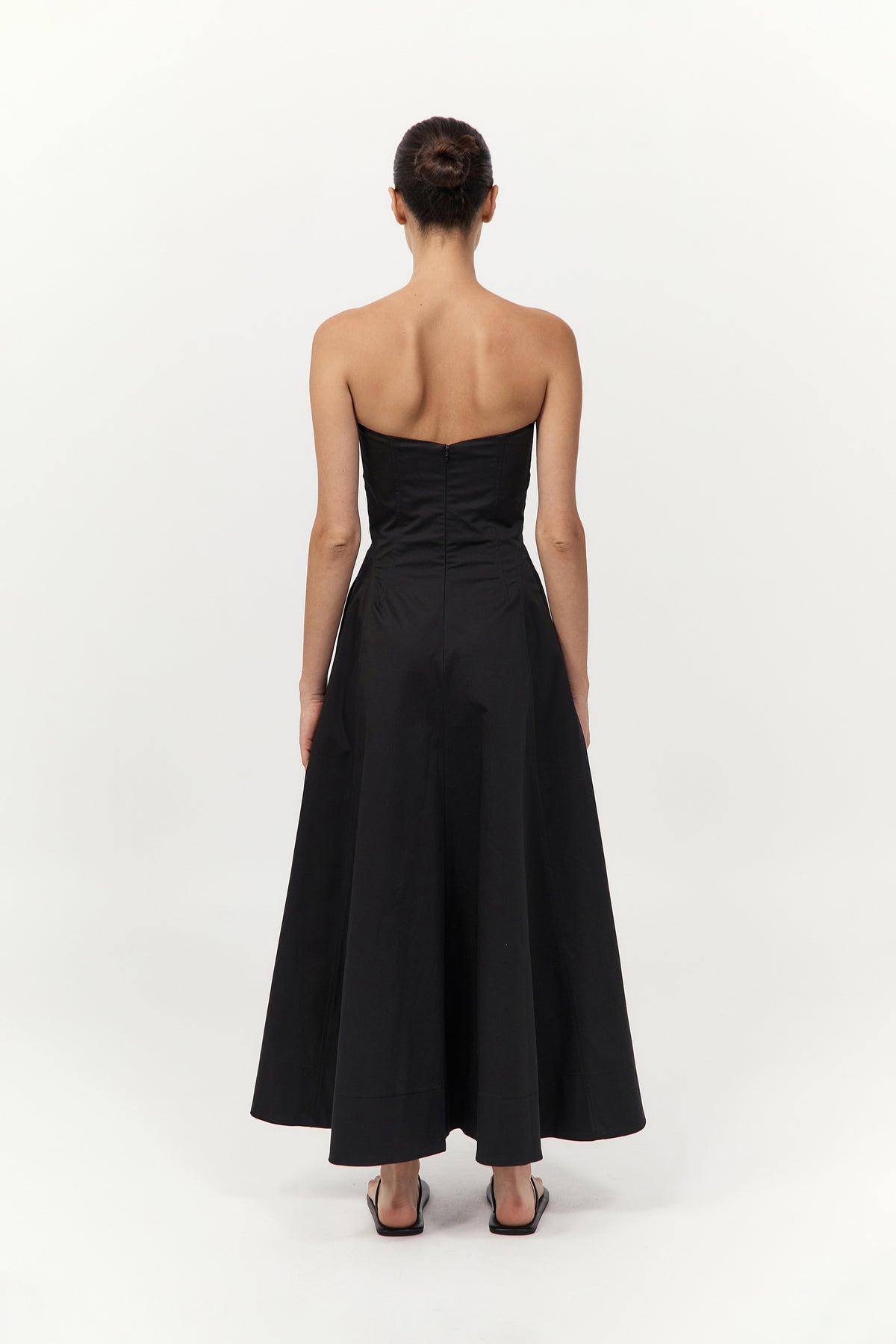 Sculpted Cotton Strapless Dress - Black