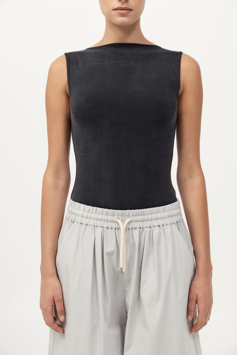 Cupro Jersey Top - Black