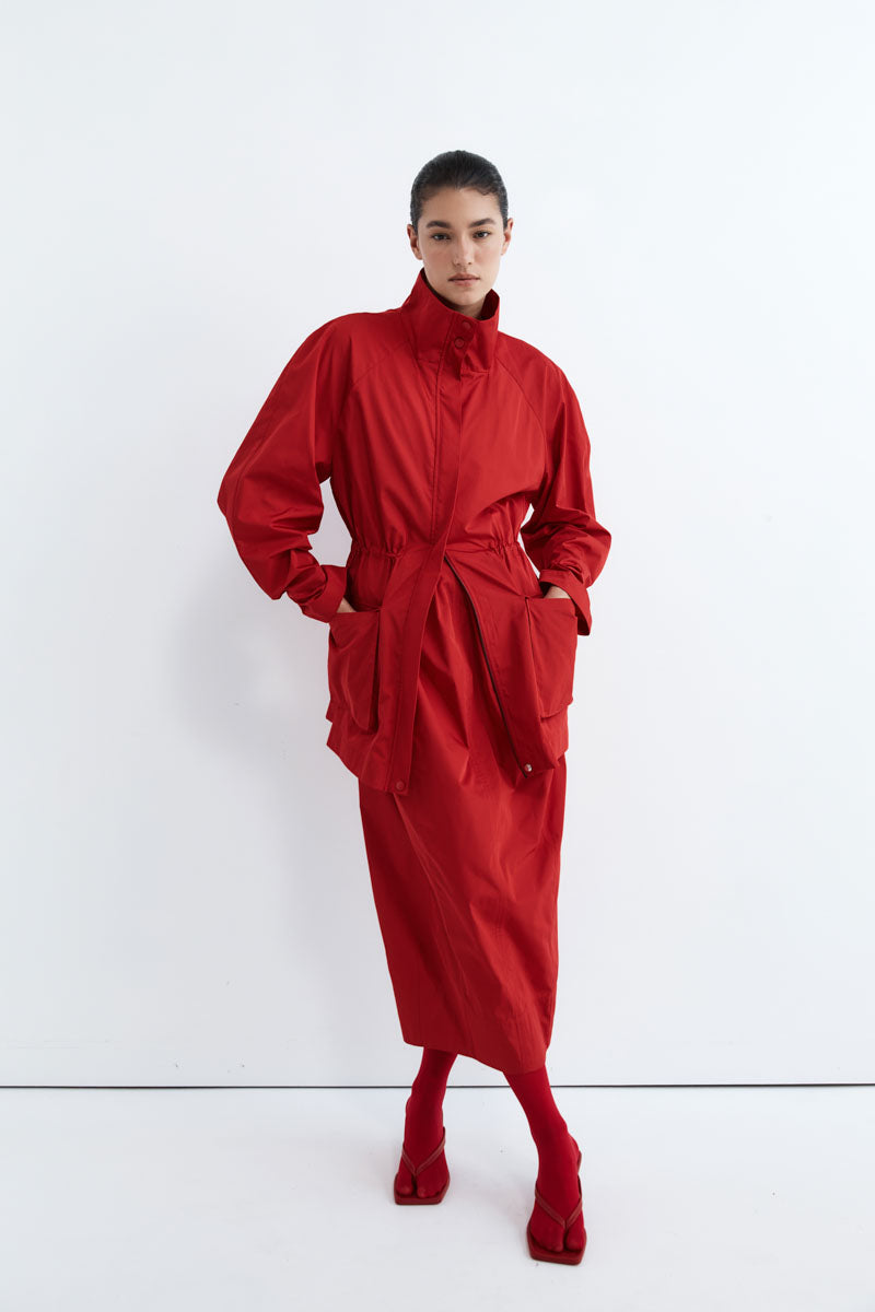 Paper Taffeta Parka - Red