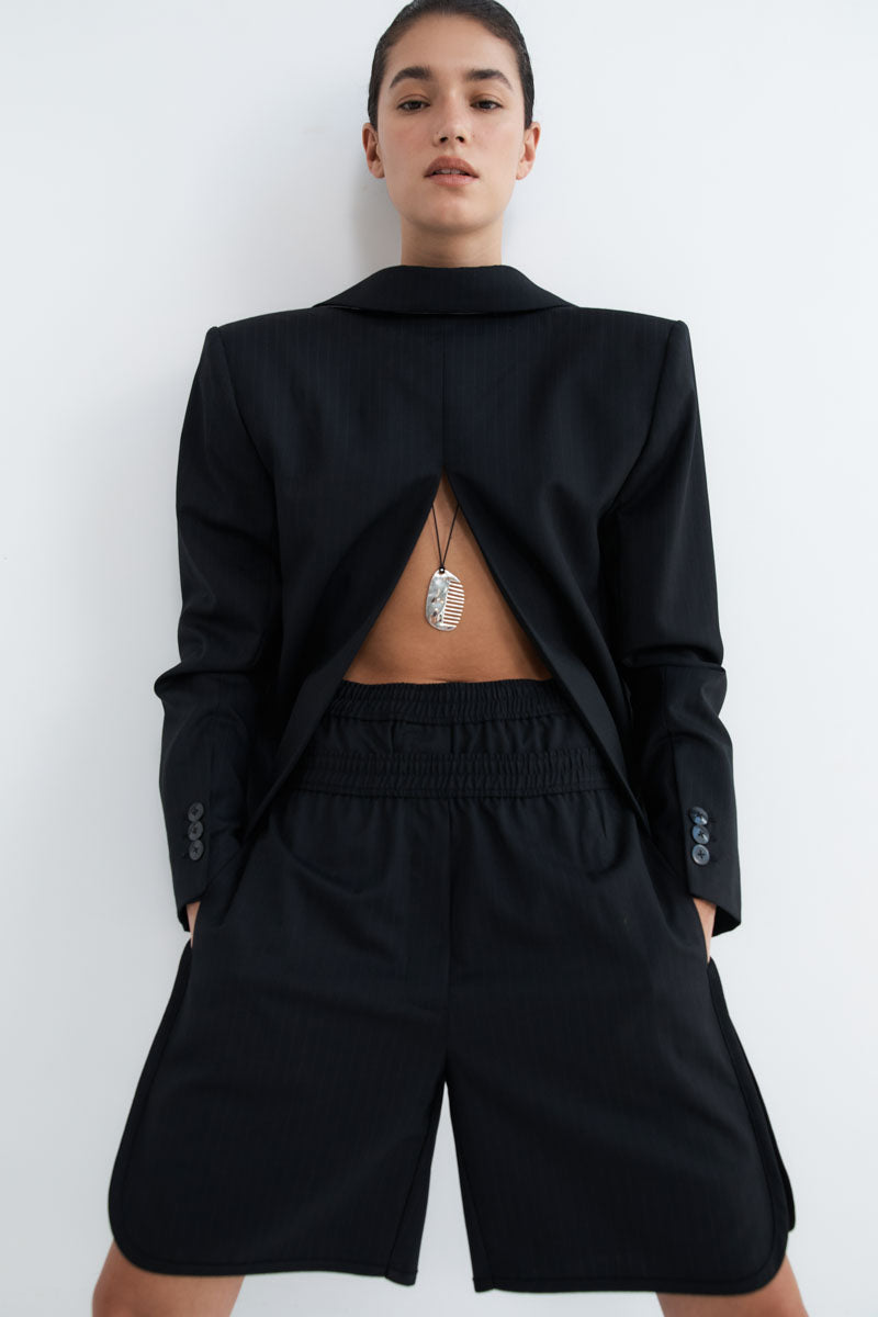 Tailored Active Shorts - Black Pinstripe