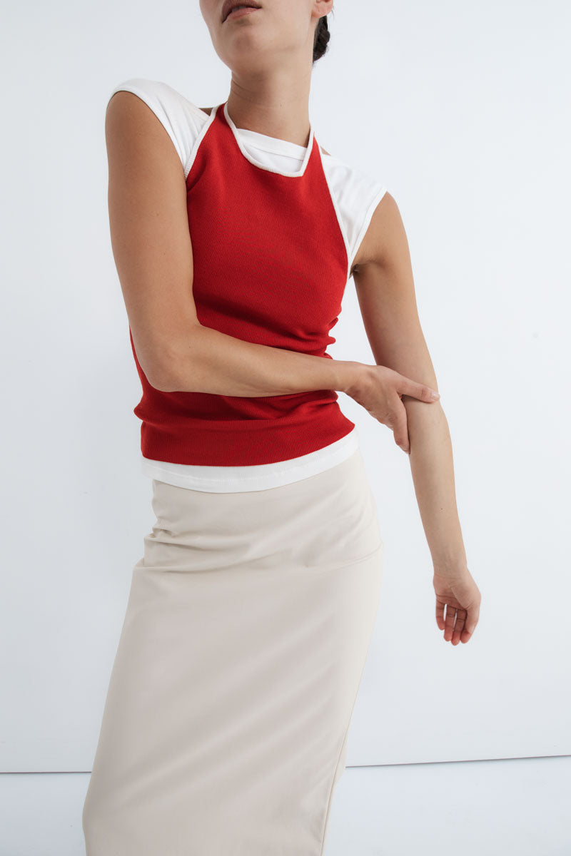 Fine Line Halter Top - Red