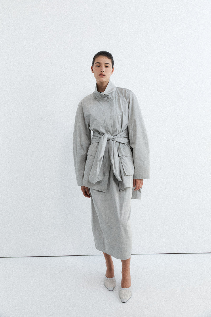 Paper Taffeta Cocoon Dress - Silver