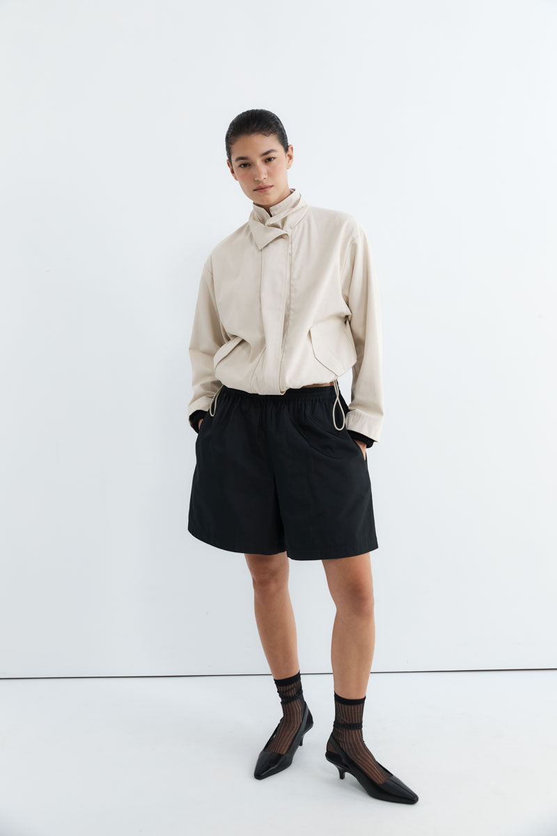 Paper Taffeta Short - Black / Black