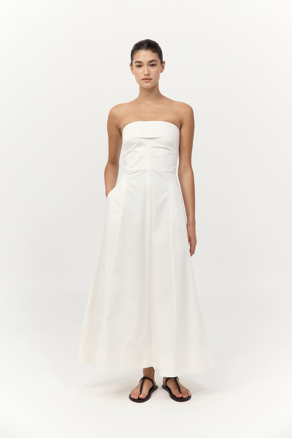 St. Agni | Sculpted Cotton Strapless Dress