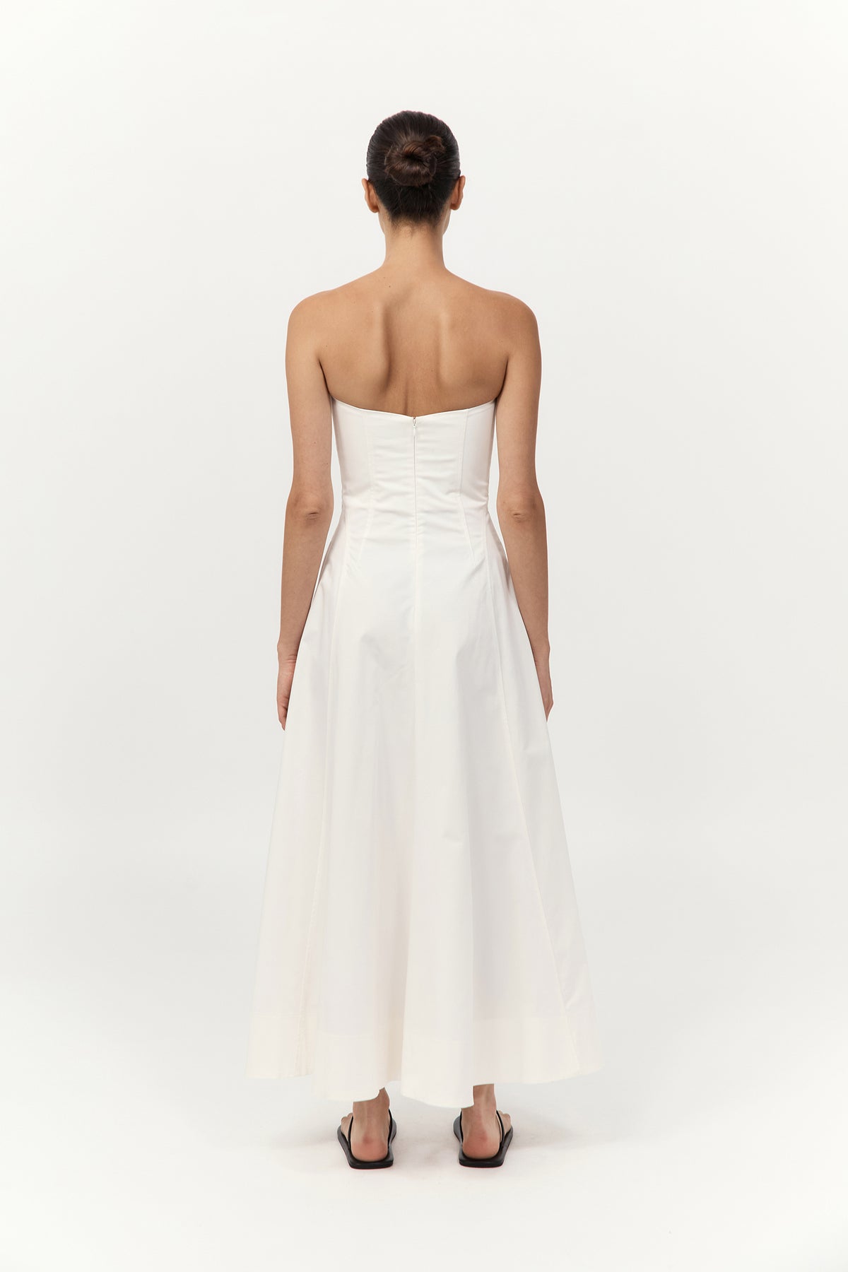 Sculpted Cotton Strapless Dress - Milk