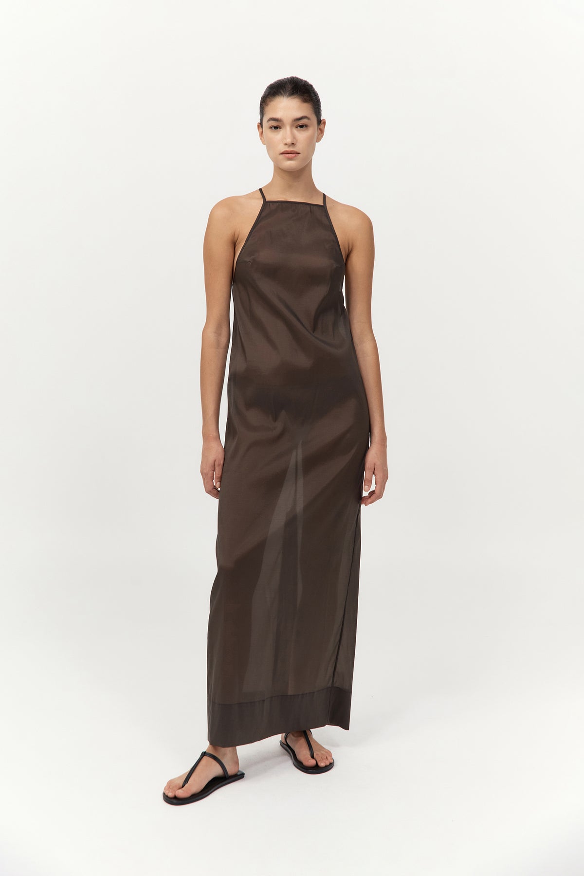 St. Agni | Transparent Column Dress - Black Olive St. Agni | Transparent Column Dress - Black Olive