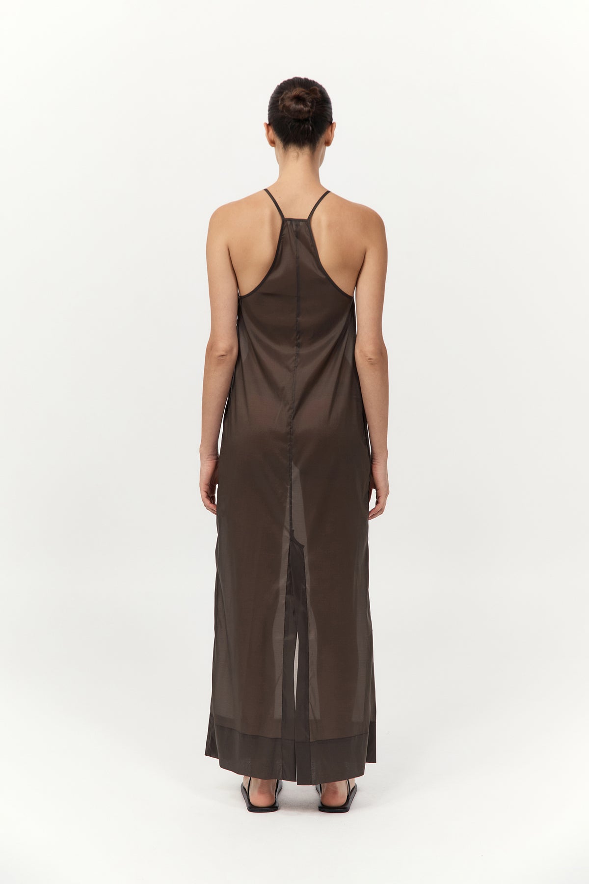Transparent Column Dress - Black Olive