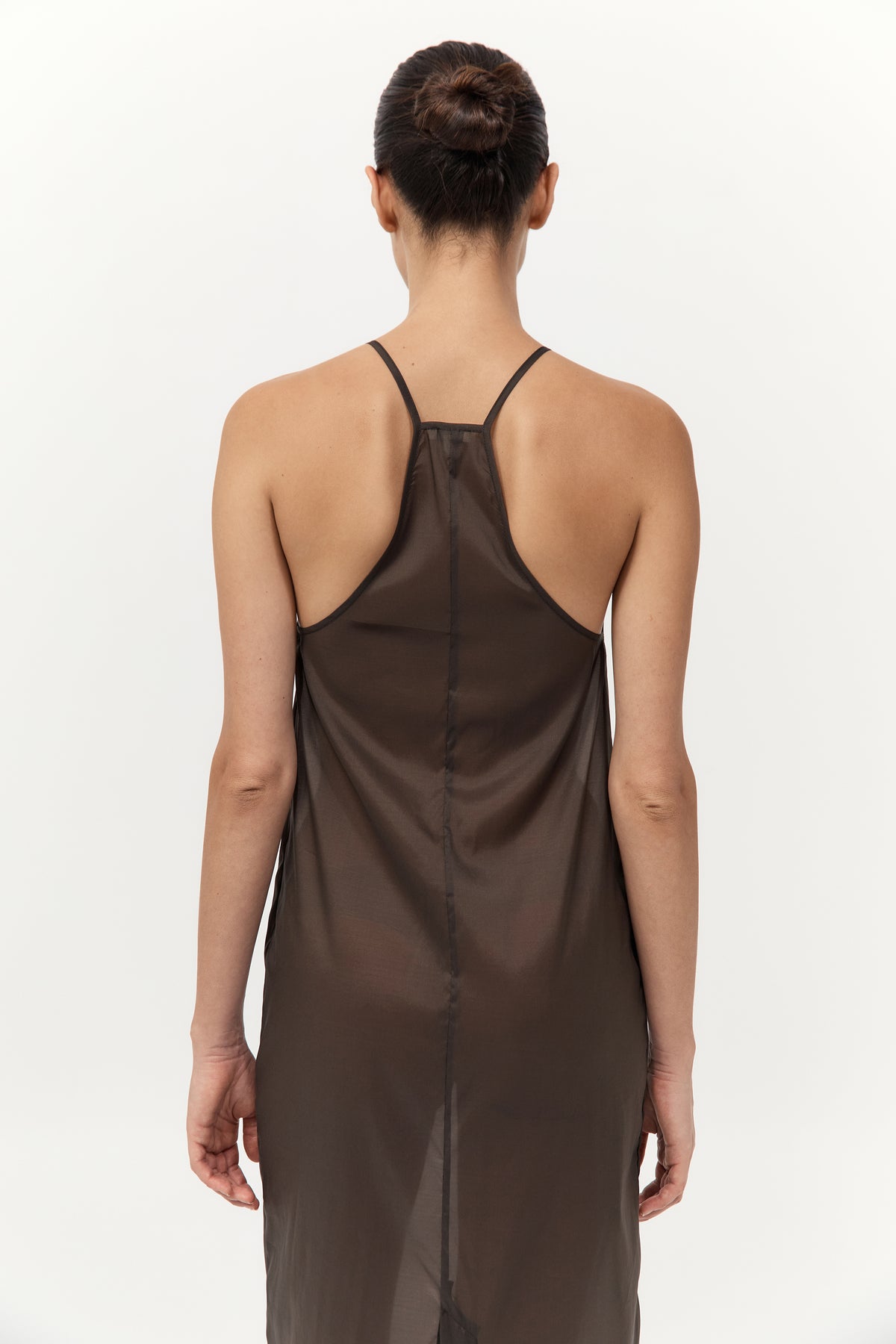 Transparent Column Dress - Black Olive