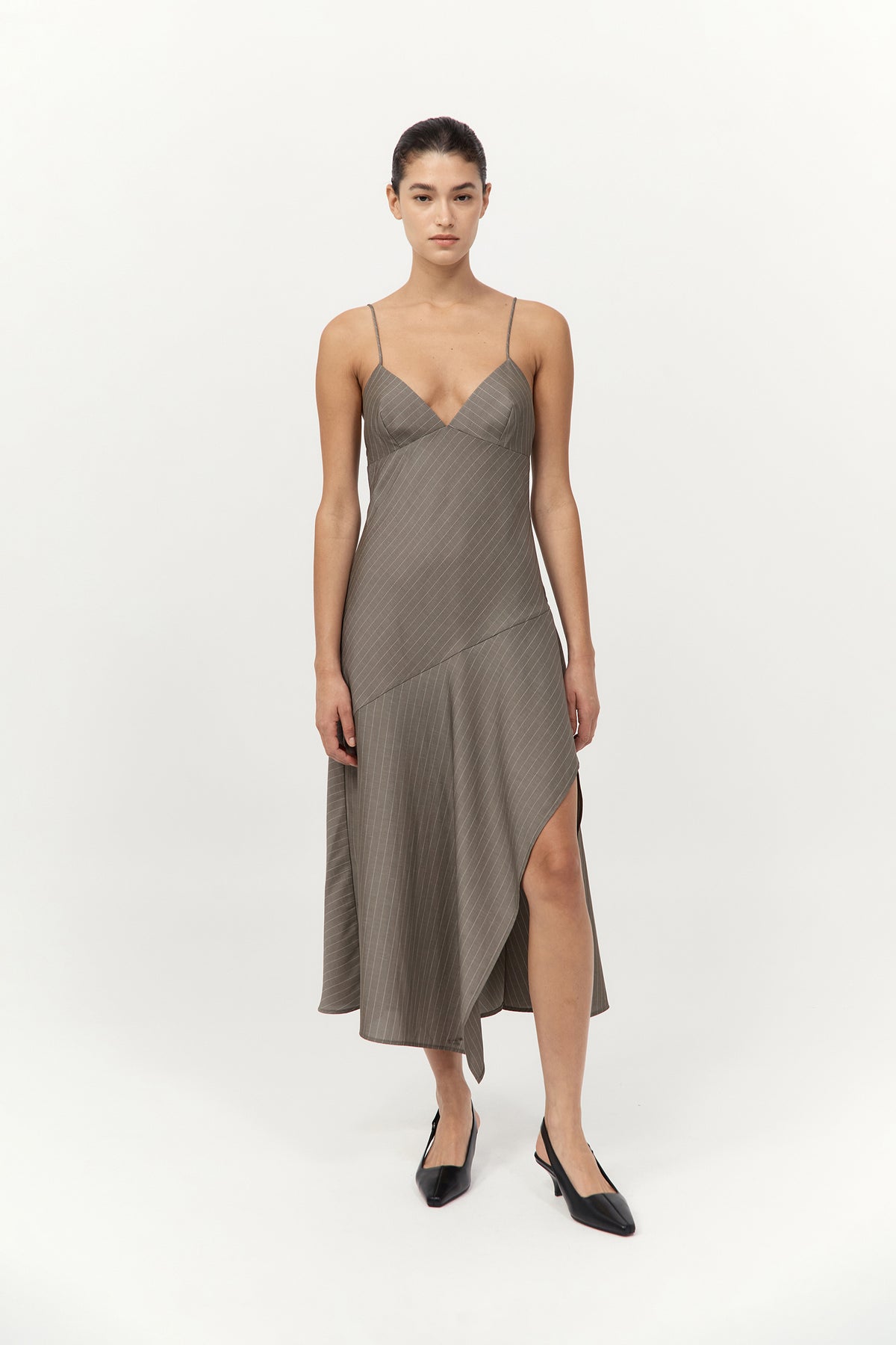 asymmetrical seam midi slip dress MANGO Seam Detail Slip Midi Dress