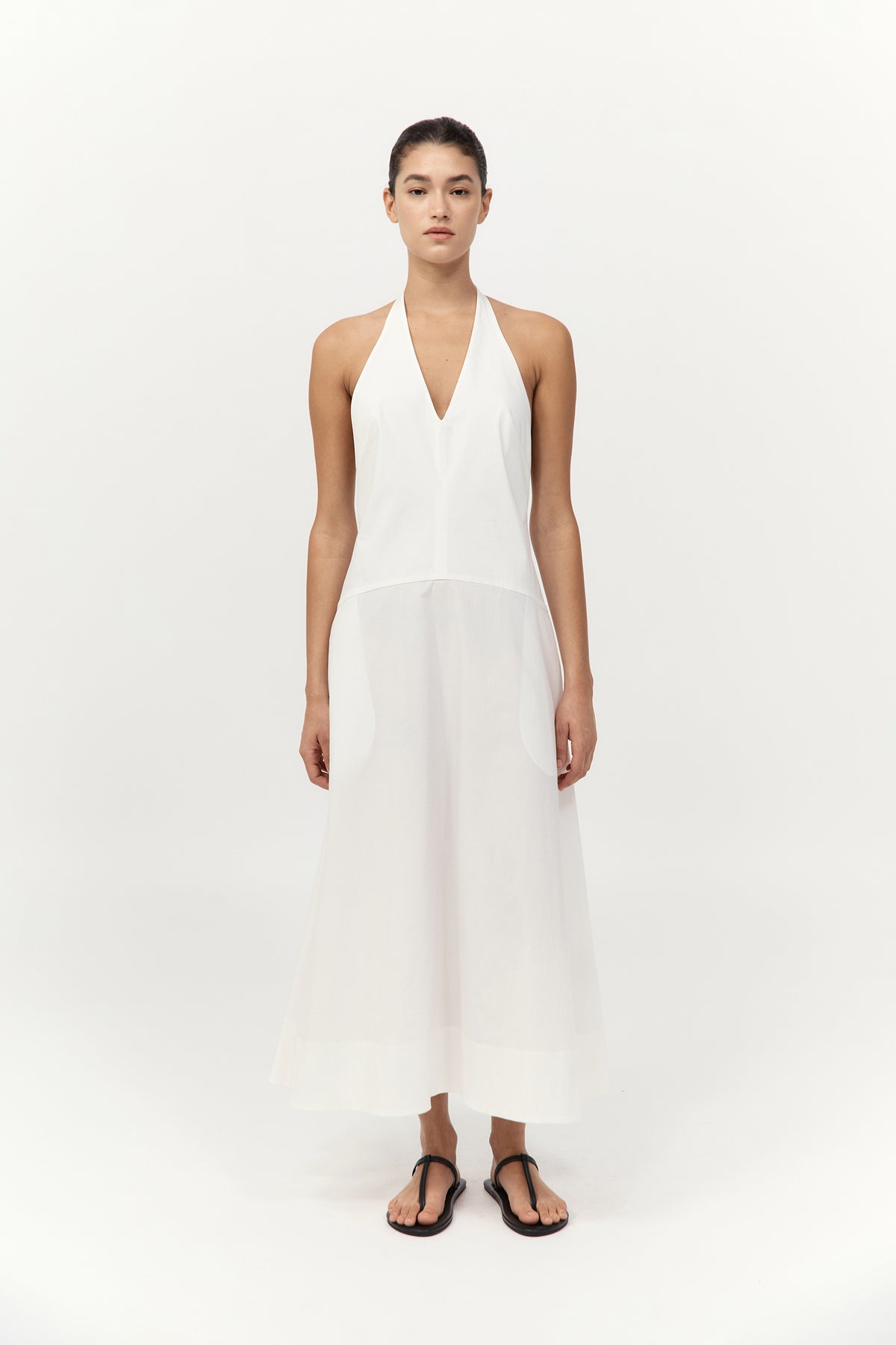 Halter Plunge Dress - White