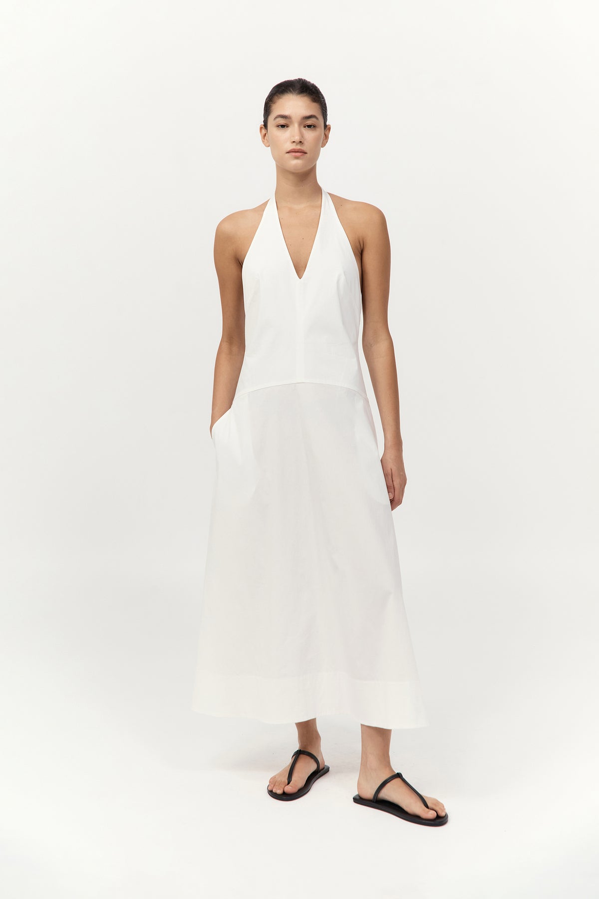 St. Agni | Halter Plunge Dress - White St. Agni | Halter Plunge Dress - White