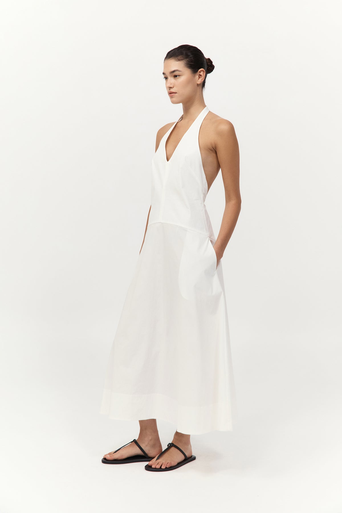 st agni pleated halter dress St. Agni Brown Halter Gathered Dress