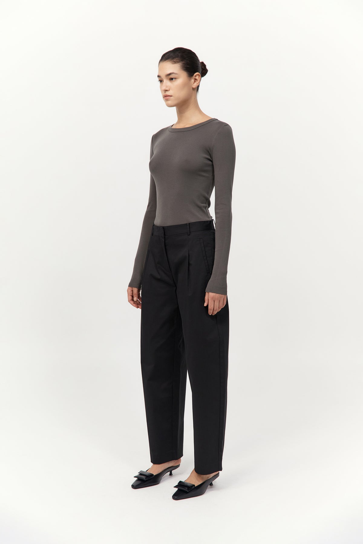 Organic Cotton Long Sleeve Top - Khaki