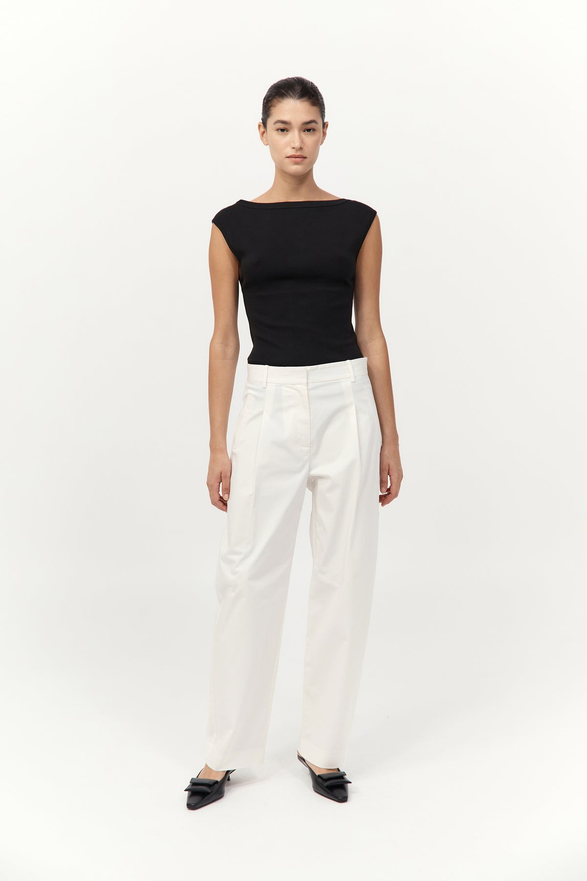 Cotton Barrel Leg Pants - Milk