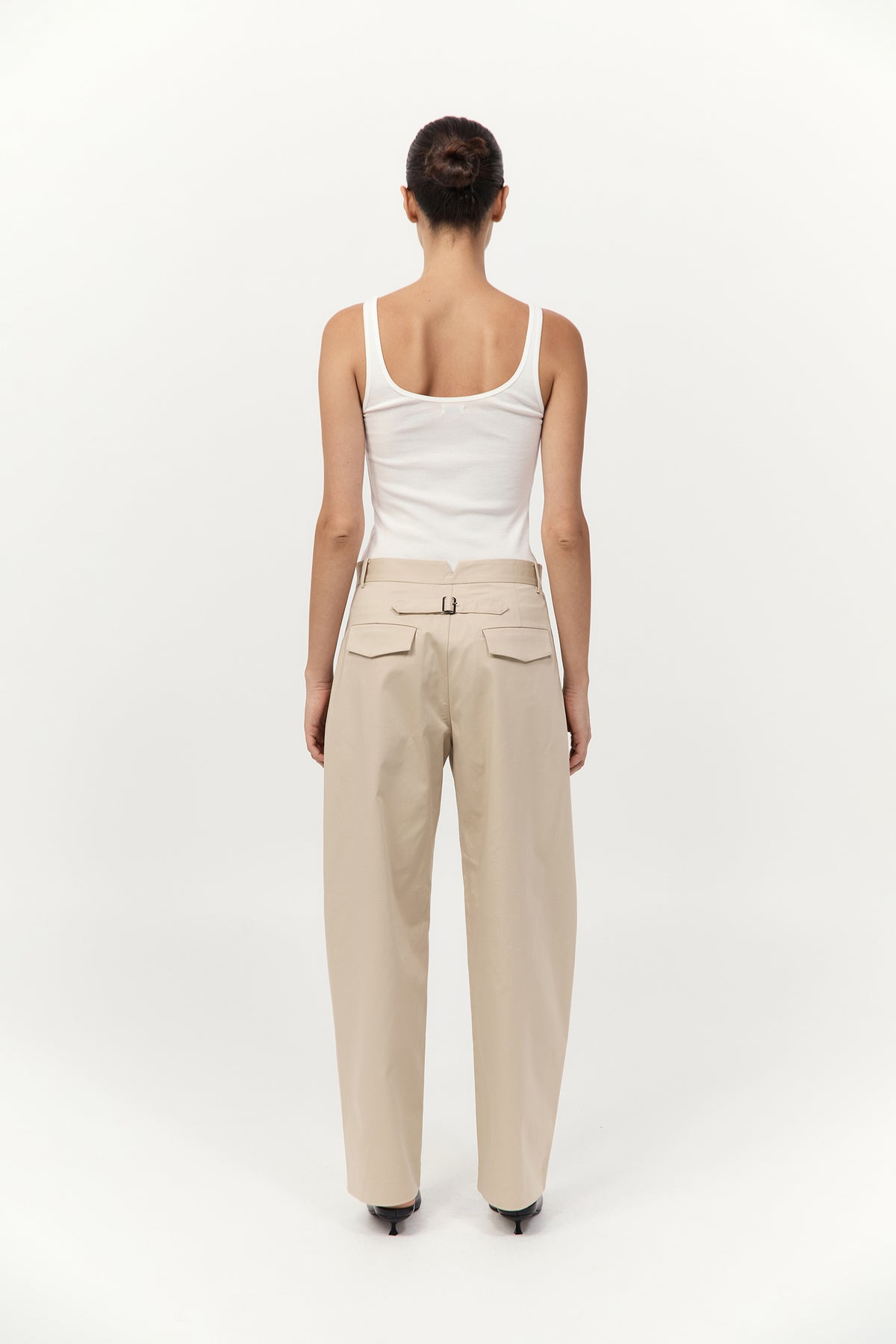 Cotton Barrel Leg Pants - Champagne