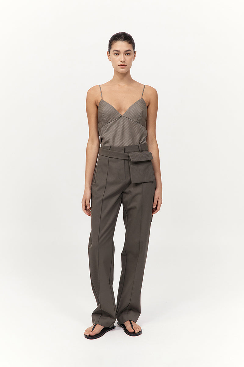 Bias Cami - Khaki Pinstripe