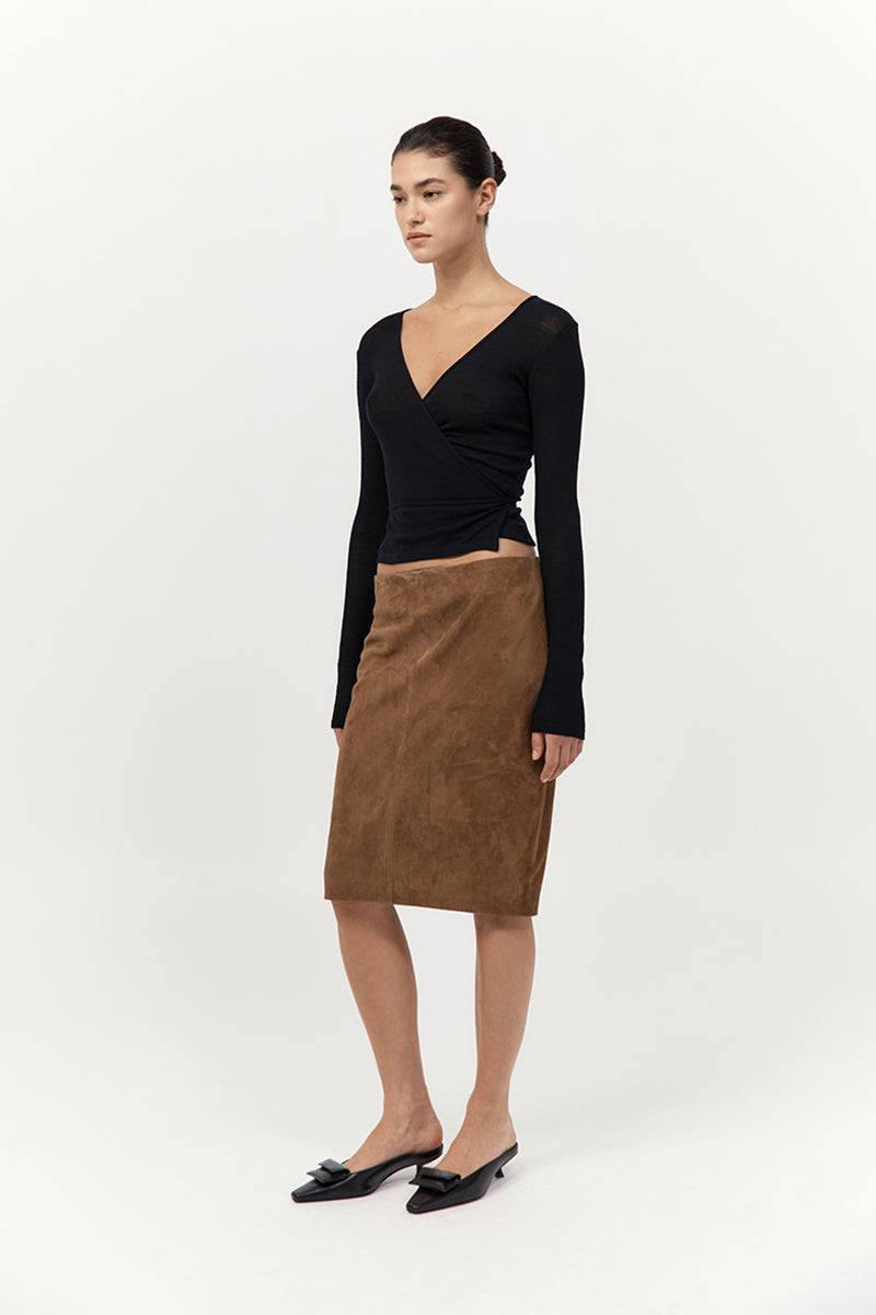 Baby Wool Wrap Top - Black