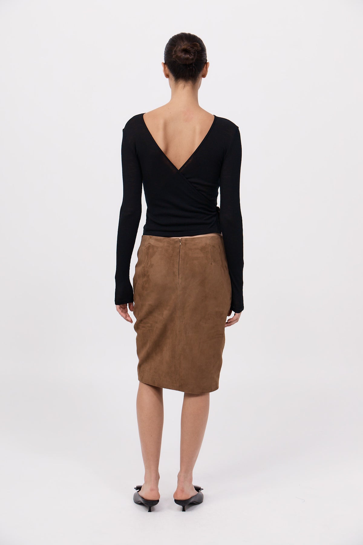 Baby Wool Wrap Top - Black