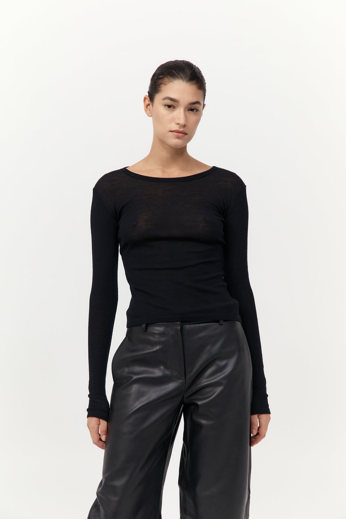 Baby Wool Long Sleeve Top - Black