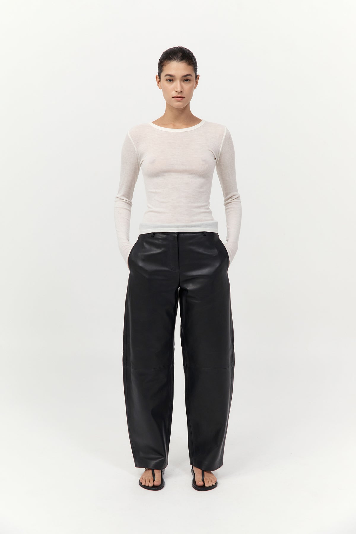 Leather Balloon Pants - Black