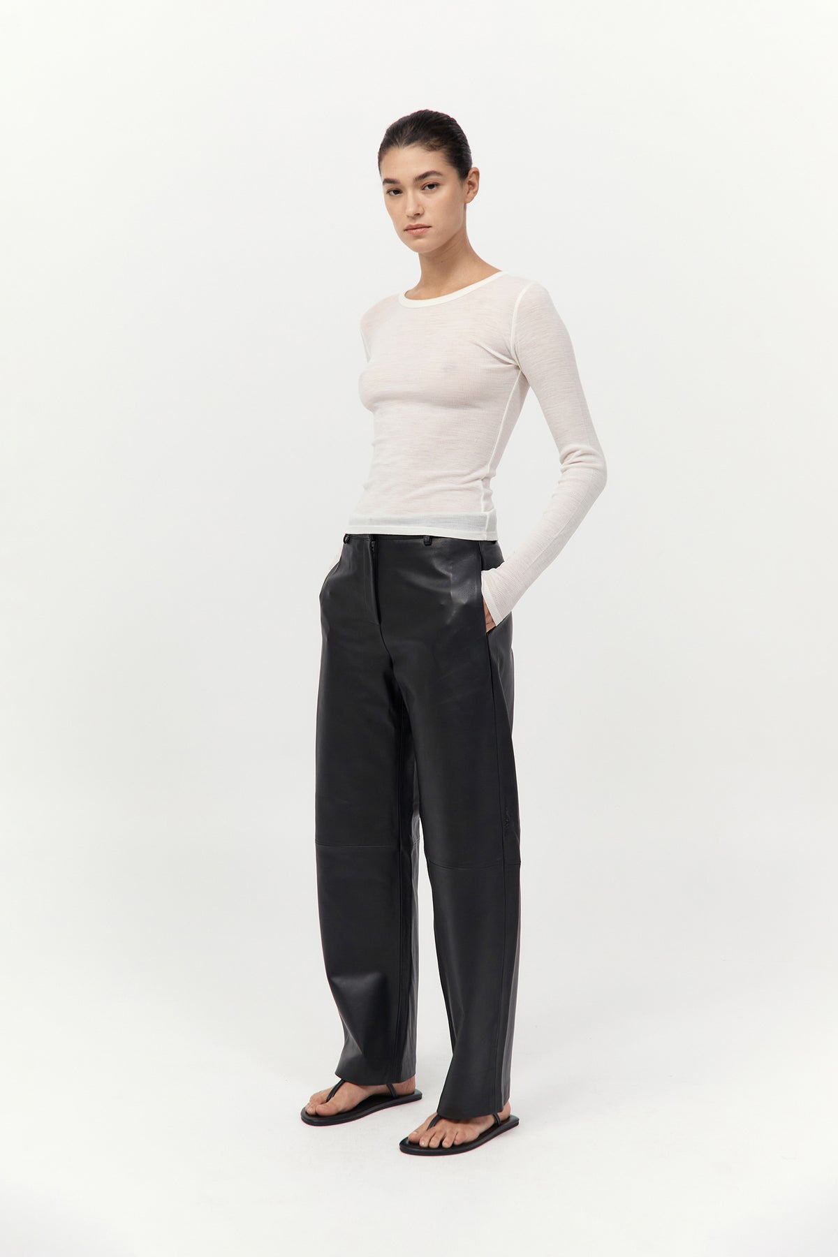 Leather Balloon Pants - Black