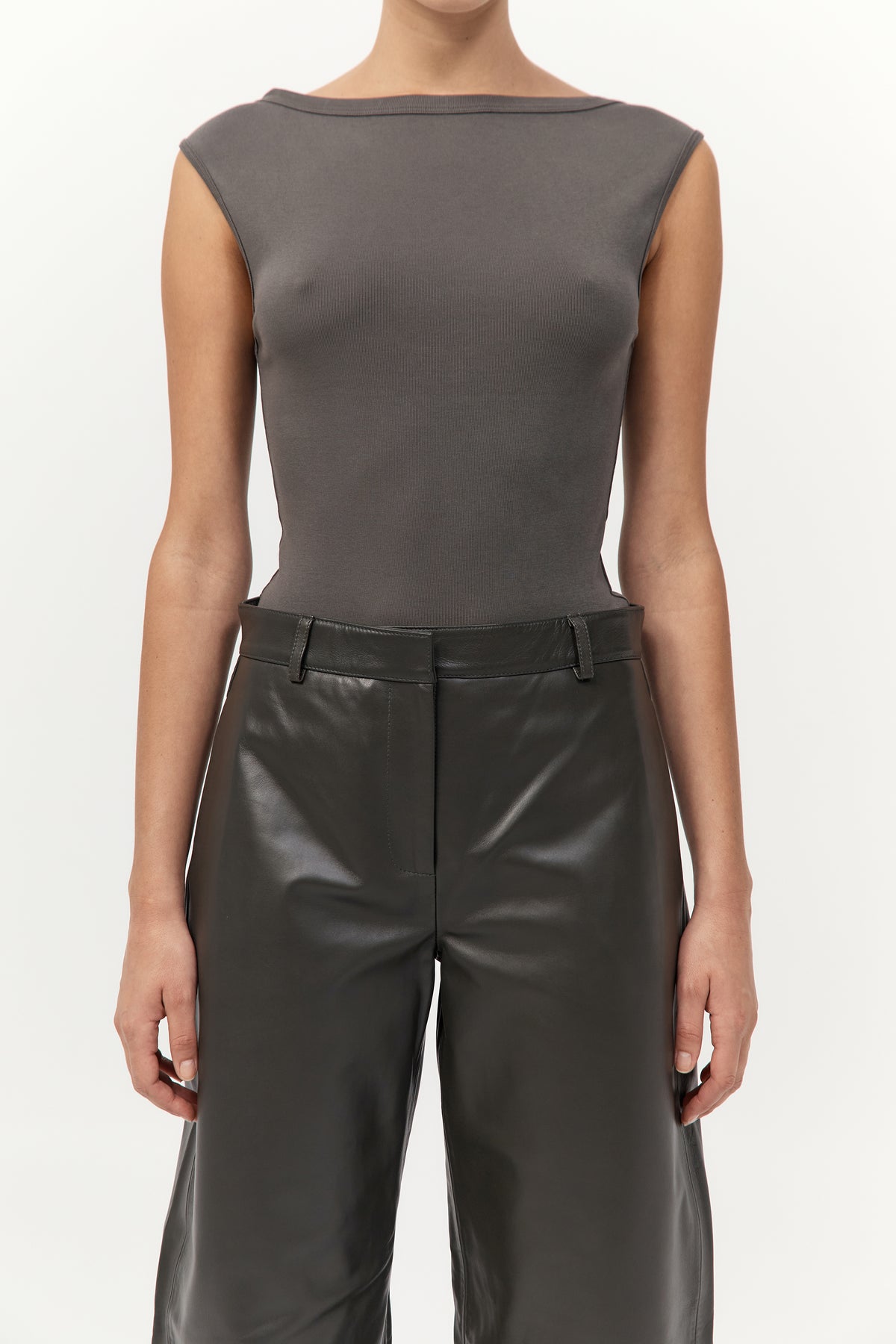 Leather Balloon Pants - Khaki