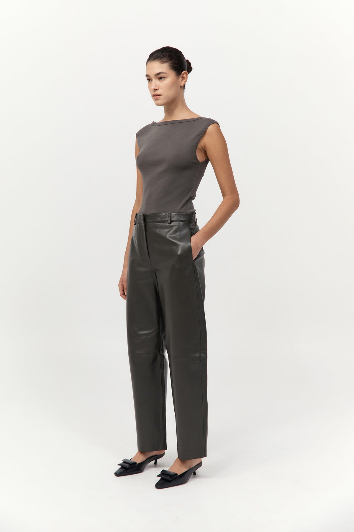 Leather Balloon Pants - Khaki