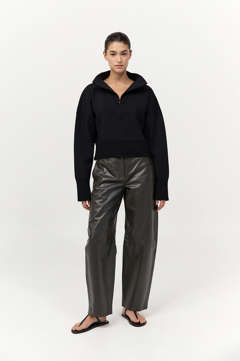 Milano Knit Zip Jumper - Black