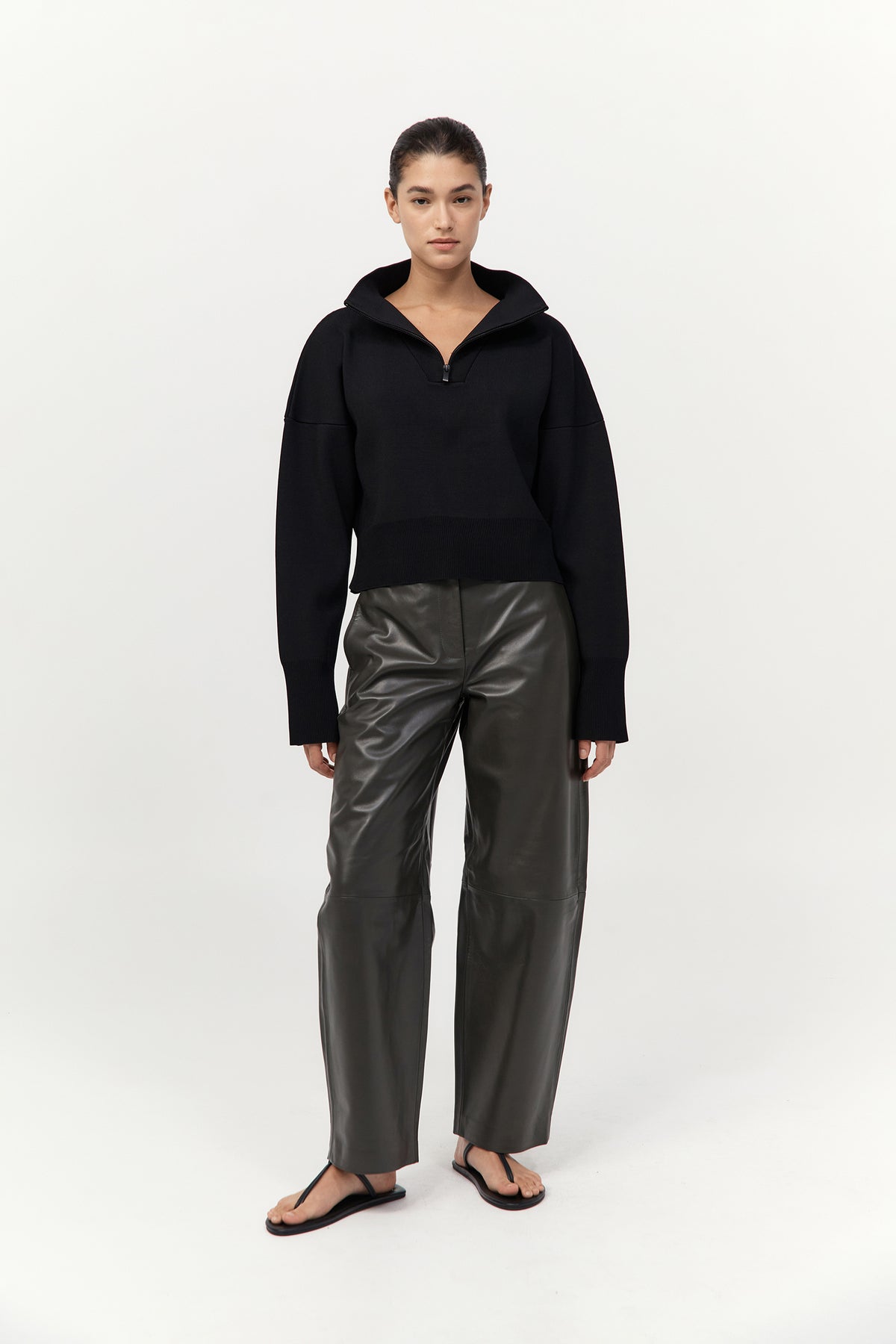 Milano Knit Zip Jumper - Black