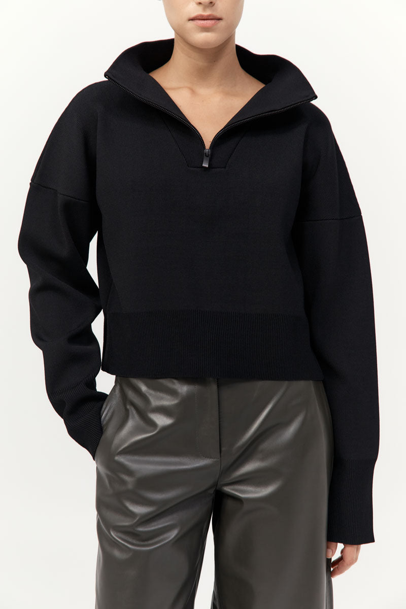Milano Knit Zip Jumper - Black