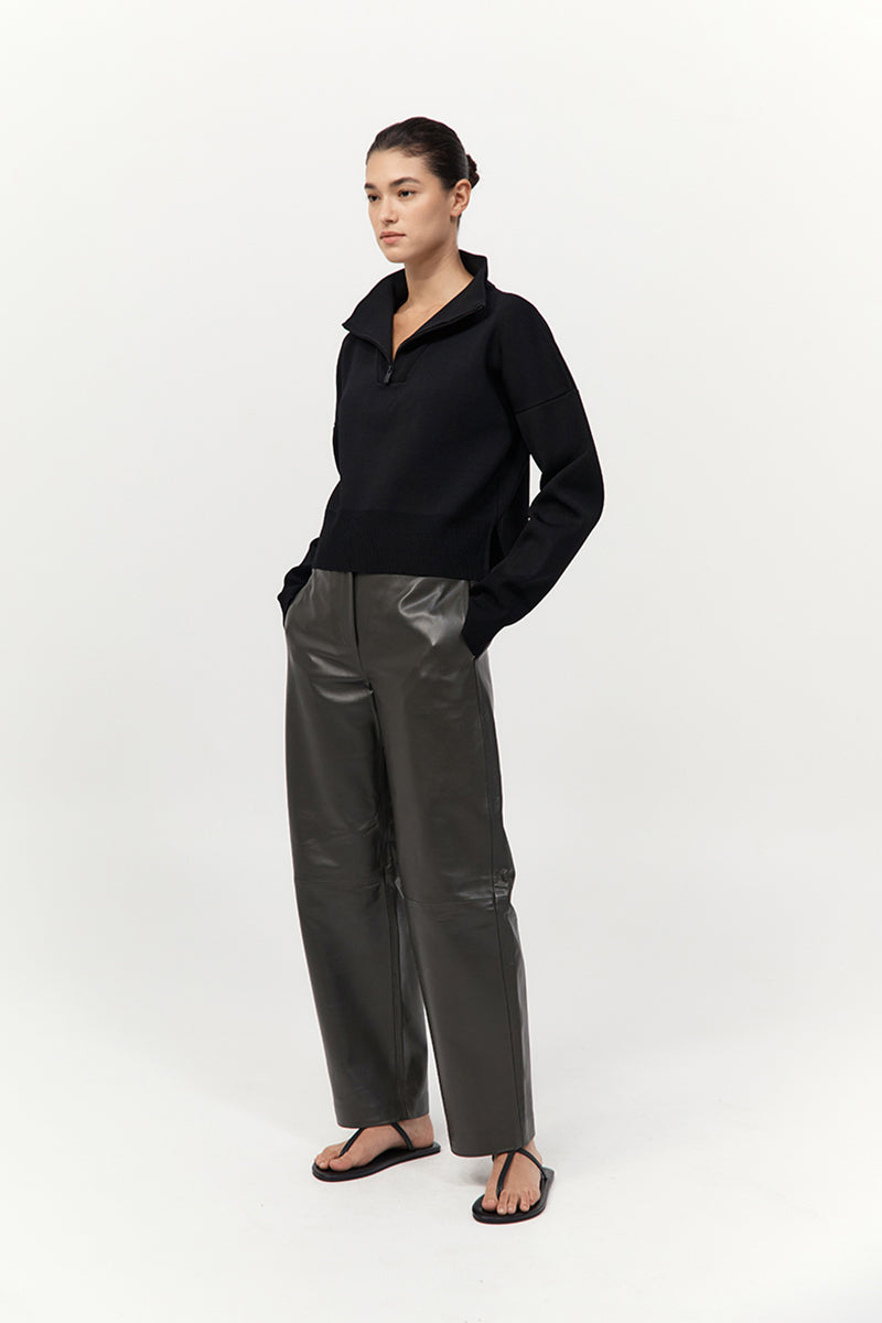 Milano Knit Zip Jumper - Black