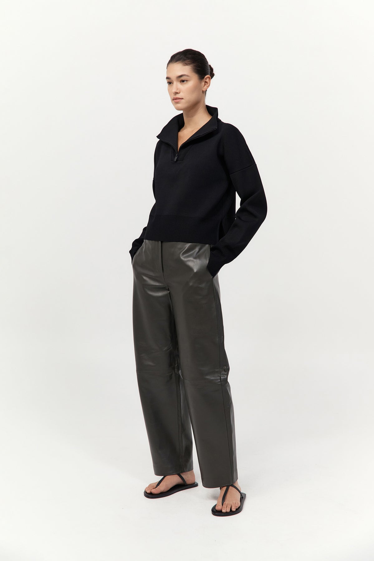 Milano Knit Zip Jumper - Black