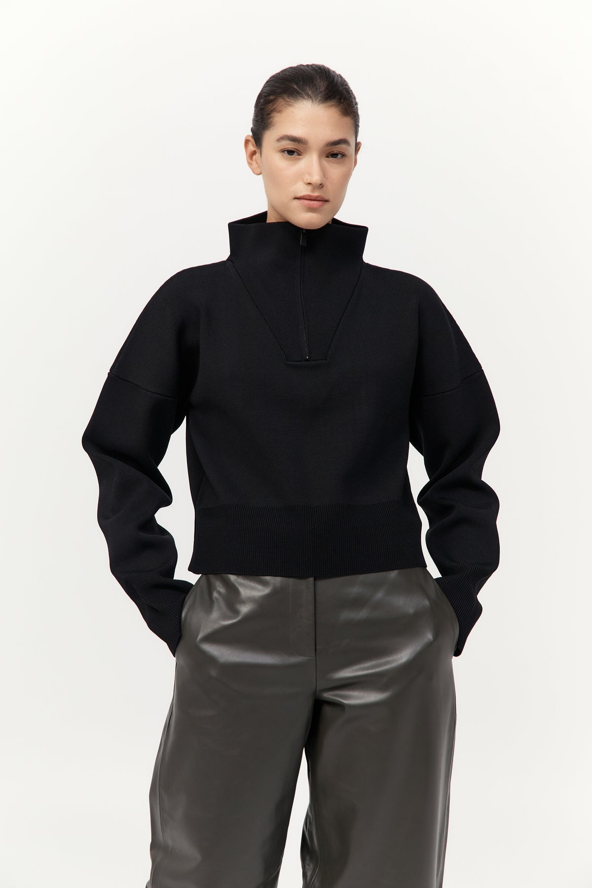 Milano Knit Zip Jumper - Black