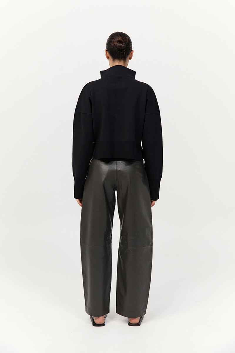 Milano Knit Zip Jumper - Black