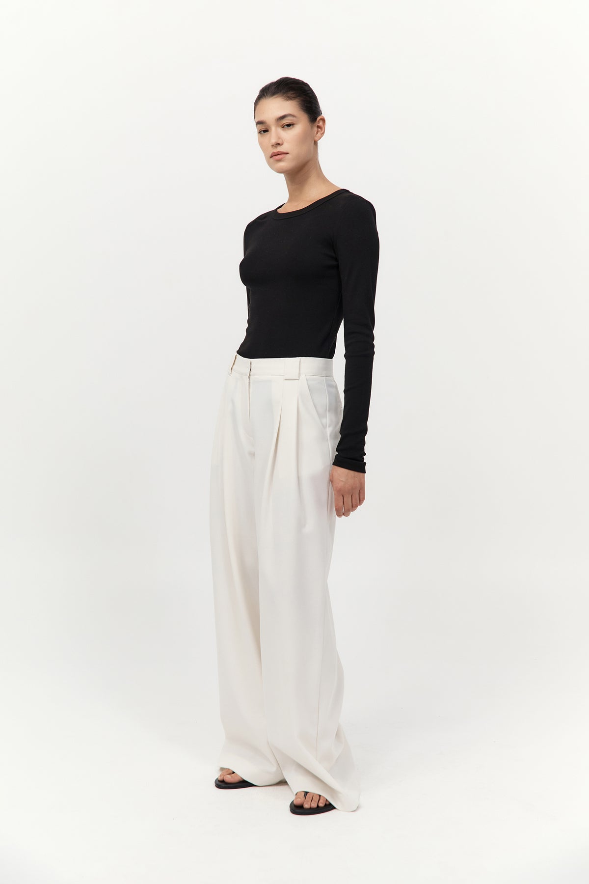 Organic Cotton Long Sleeve Top - Jet Black
