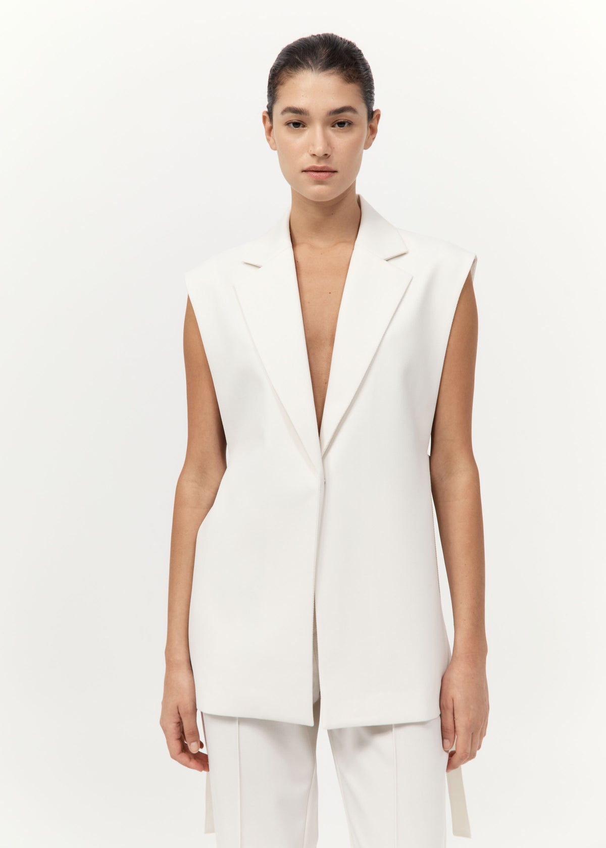 Relaxed Side Tie Vest - Off White