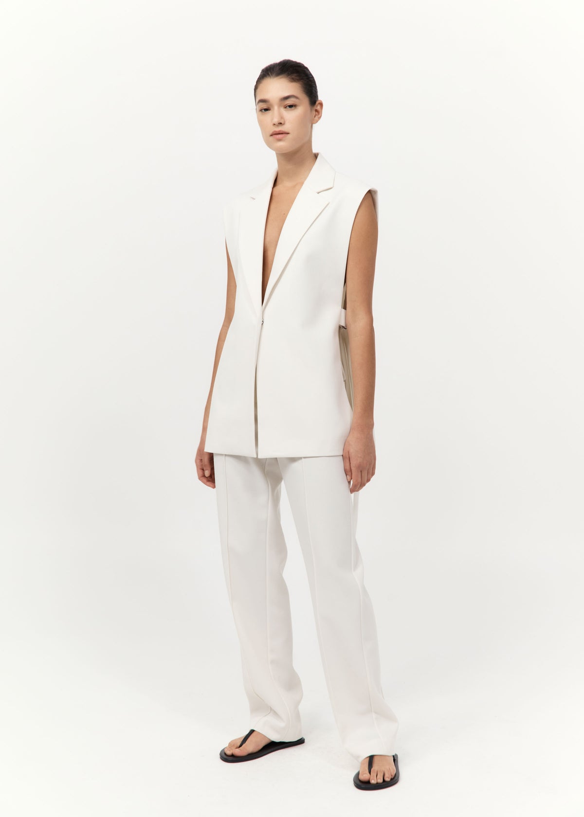Relaxed Side Tie Vest - Off White