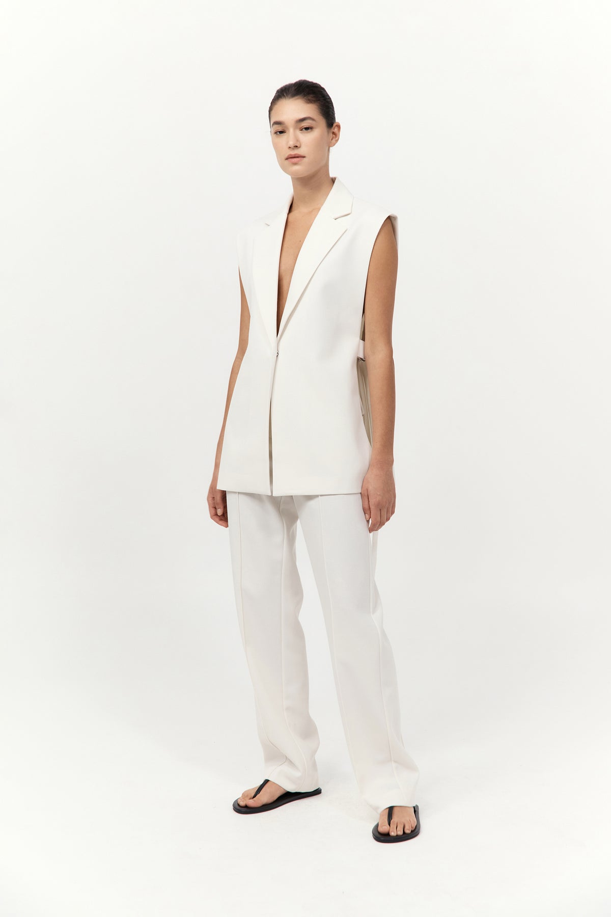 Relaxed Side Tie Vest - Off White