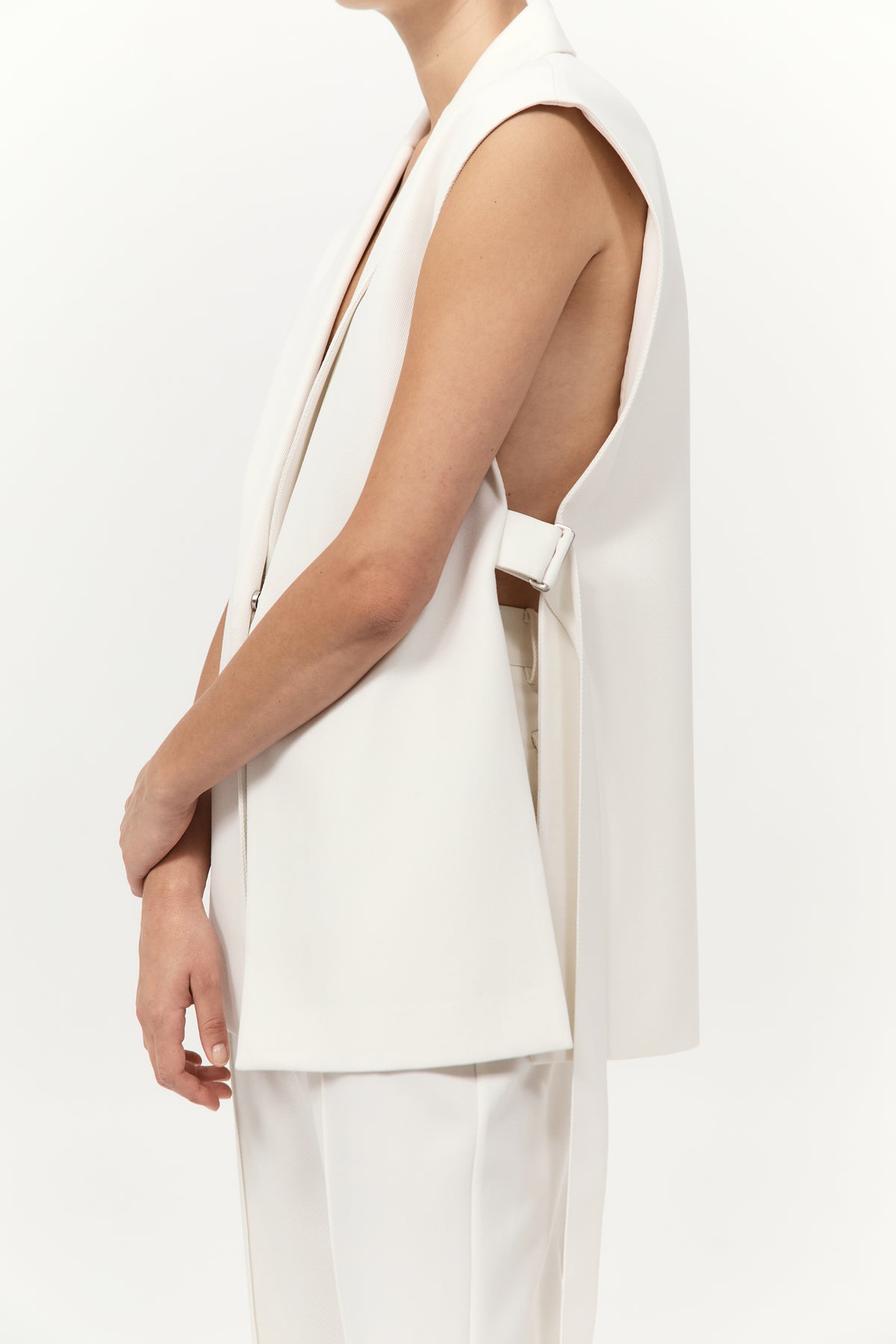 Relaxed Side Tie Vest - Off White