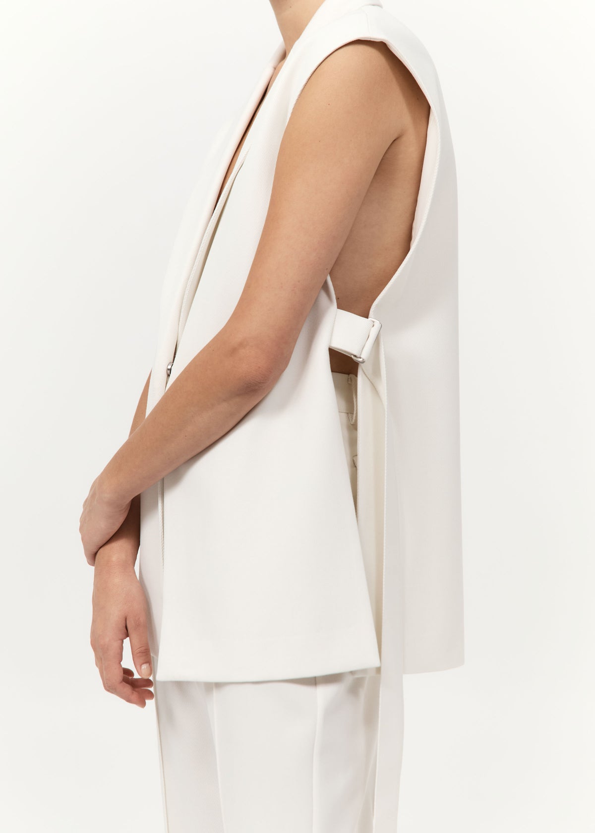 Relaxed Side Tie Vest - Off White