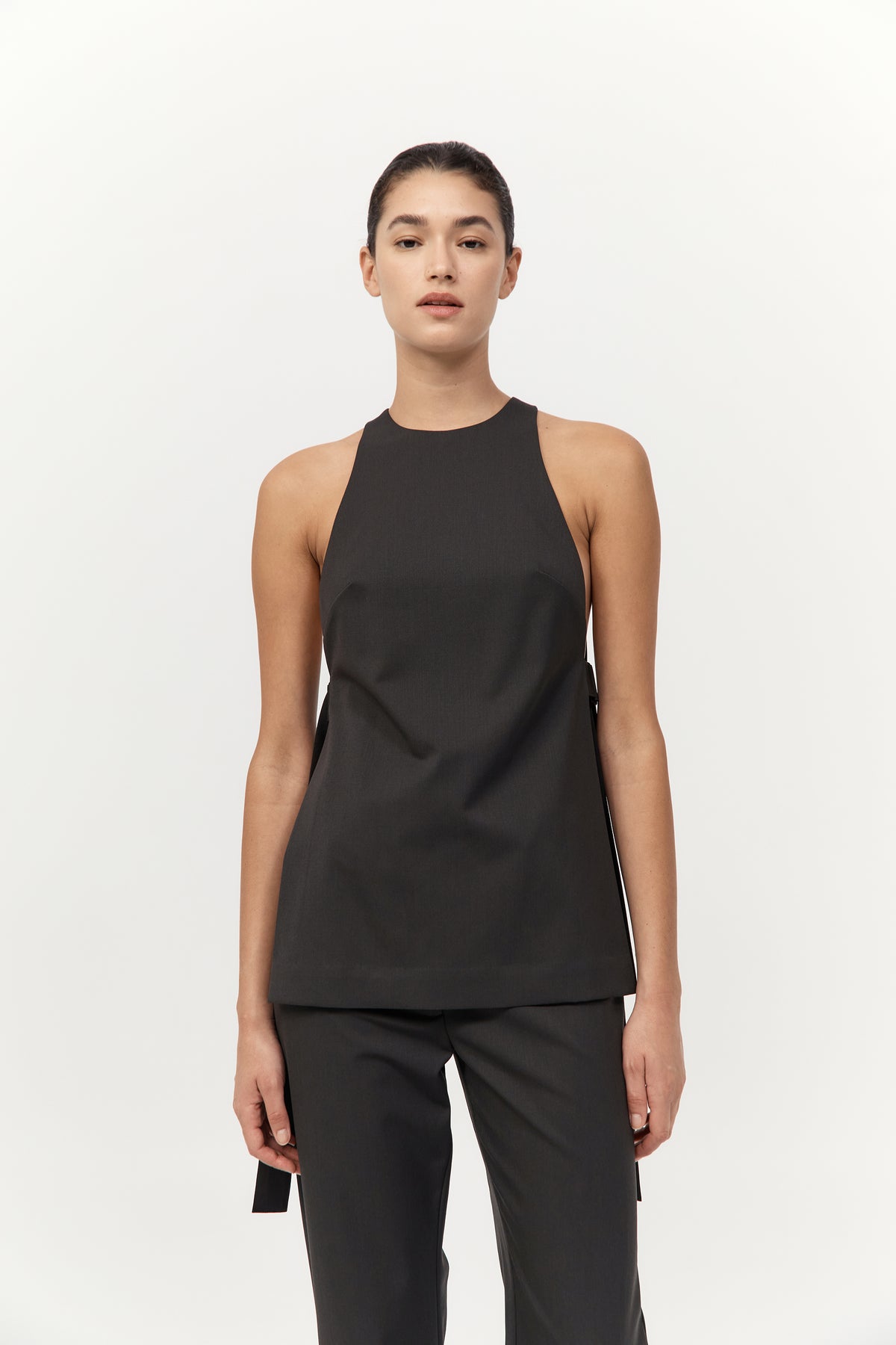 Side Tie Top - Black Olive